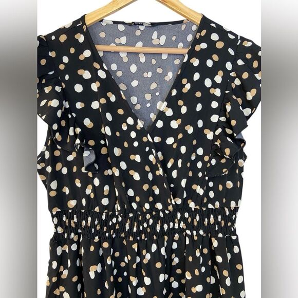 BloomChic Fit and Flare Black, Gold, and Ivory Polka Dot Dress. Size 14/16 - Picture 3 of 8
